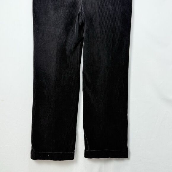 Paul Frederick Mens Pants Black Corduroy Straight Cuffed Pleat Size 36x32 - Picture 6 of 13